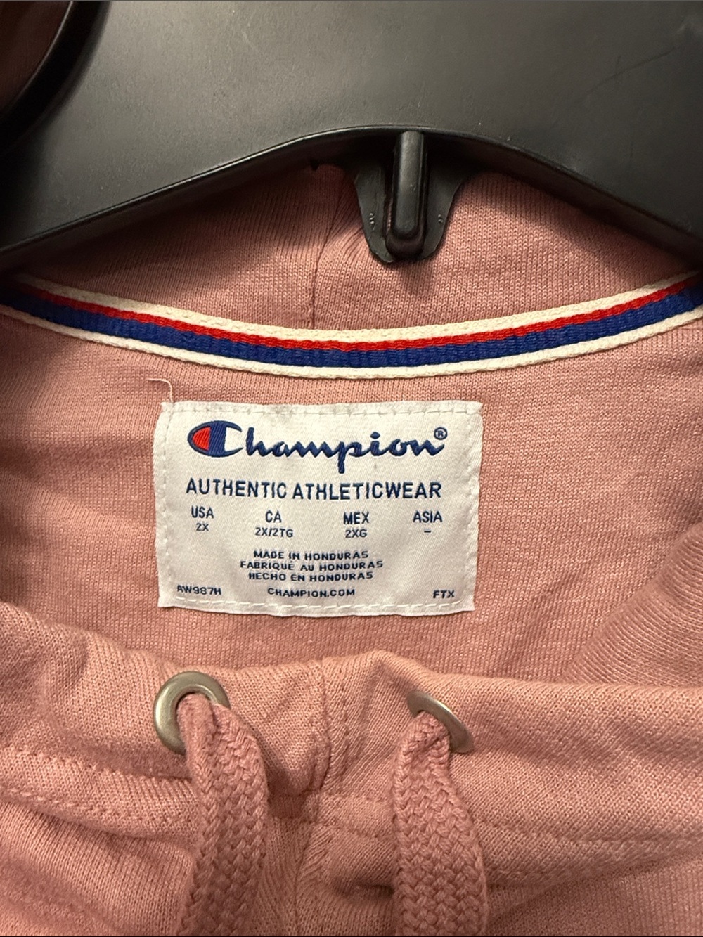 Champion Dusty Pink Hooded Sweatshirt with Red-White-Blue Trim w/ leggings